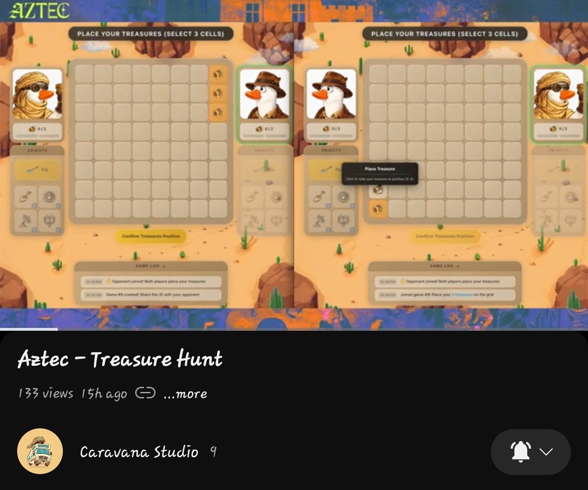 ChelsyPalaces's tweet photo. Wow....Treasure Hunt shows what real onchain privacy on @AztecNetwork makes possible, hidden moves, real uncertainty and better game design.

Building this in just one week with @dpinoness is a big flex. $AZTEC keeps proving that privacy isn’t a constraint, it is a superpower. https://t.co/KvLylb2zmQ