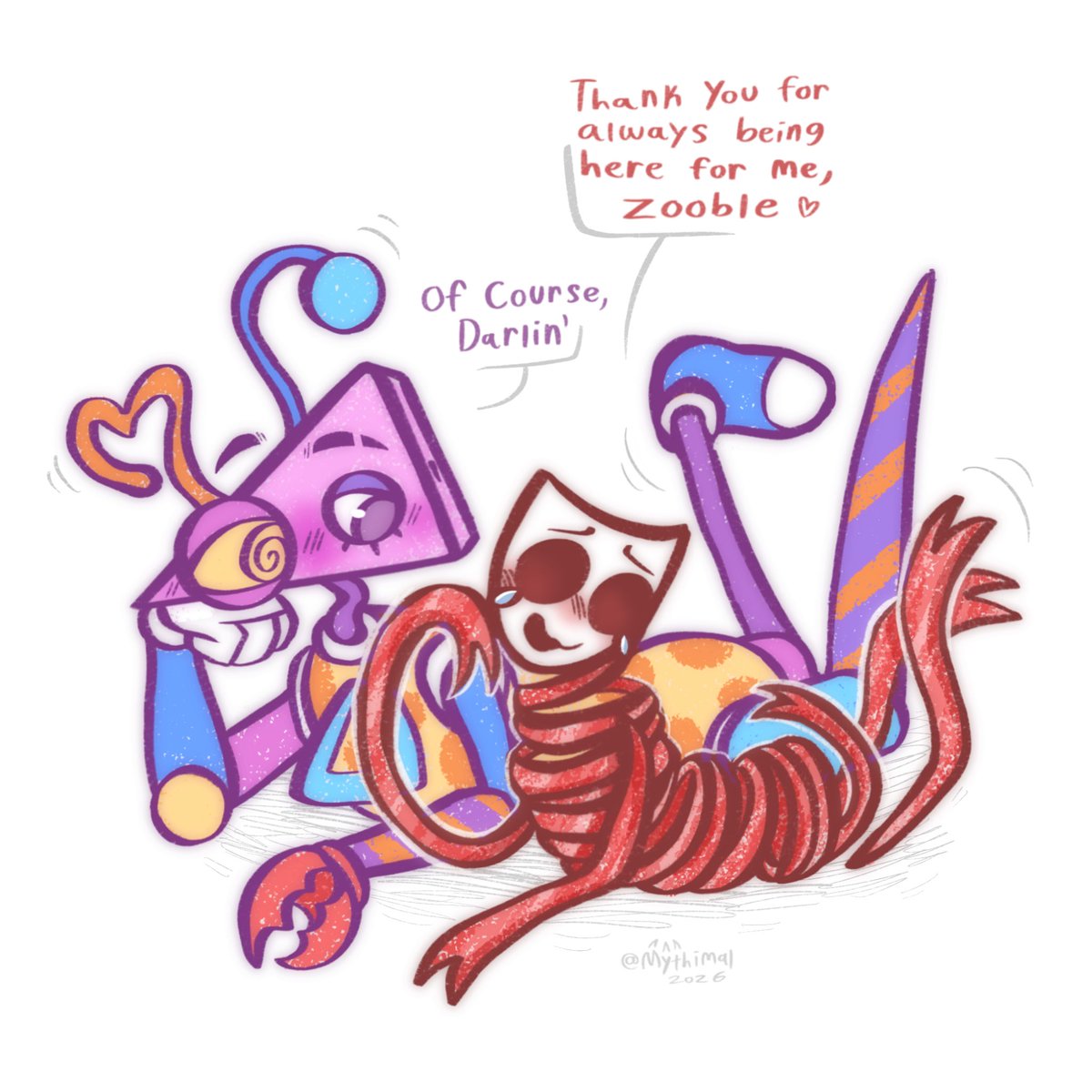 mythimal_art's tweet photo. hc that zooble casually uses various southern nicknames for the girls and they are all very not normal about it #abstragedy #abstractcomedy #toybox #zooble #tadc https://t.co/H2422Z0bSQ