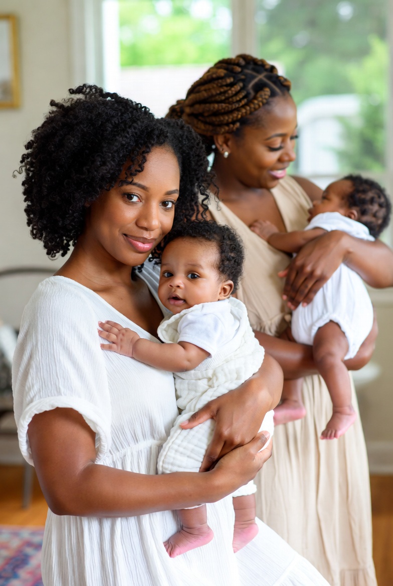 SPdevidasi's tweet image. Grok Imagine prompt:

A photograph of African American mothers and babies in a tender, nurturing indoor setting.