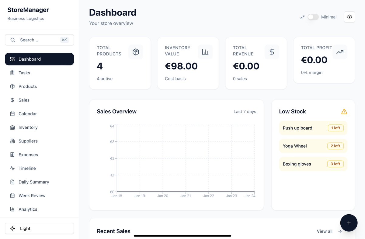 JulianBozhkov's tweet photo. I’ve been working on a small business app that keeps things simple.

It helps you manage sales, inventory, suppliers, expenses, and analytics in one place, without turning everything into a complicated system. You can track incoming stock, see what you’ve ordered ⬇️ (thread) 🧵 https://t.co/NgINr7m49P