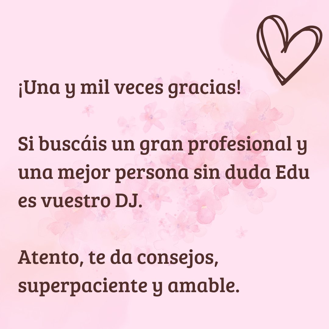 EdMyco's tweet photo. Mensajes así me recuerdan por qué amo ser DJ: escuchar, cuidar cada detalle y hacer que cada pareja disfrute con tranquilidad hasta el último baile.

Gracias Judit y Sergio por confiar en mí.

#DJBodas #WeddingDJ #BodasReales #MusicaParaBodas https://t.co/lYEoH8SlKi