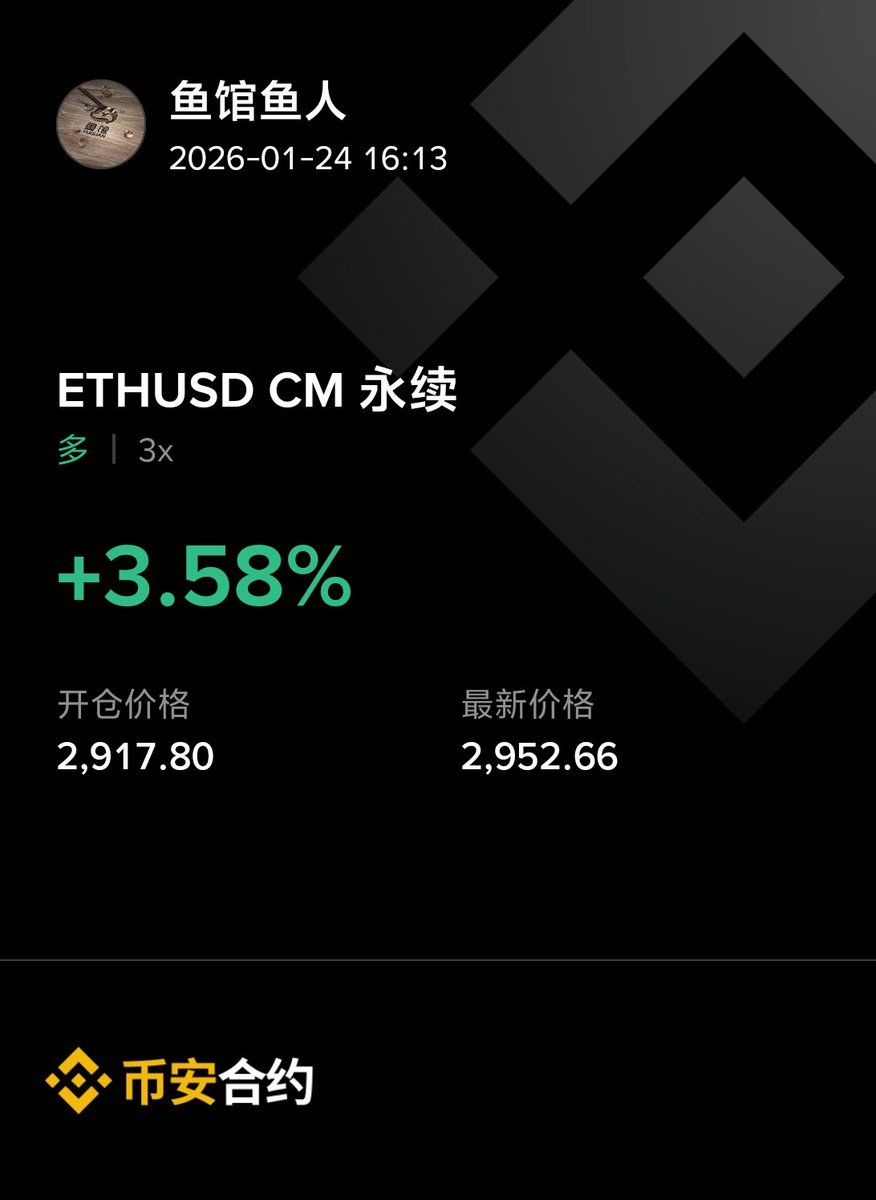 币本位开了个头仓以太坊，2900下方慢慢加一点，低倍低倍，长拿！ $Eth