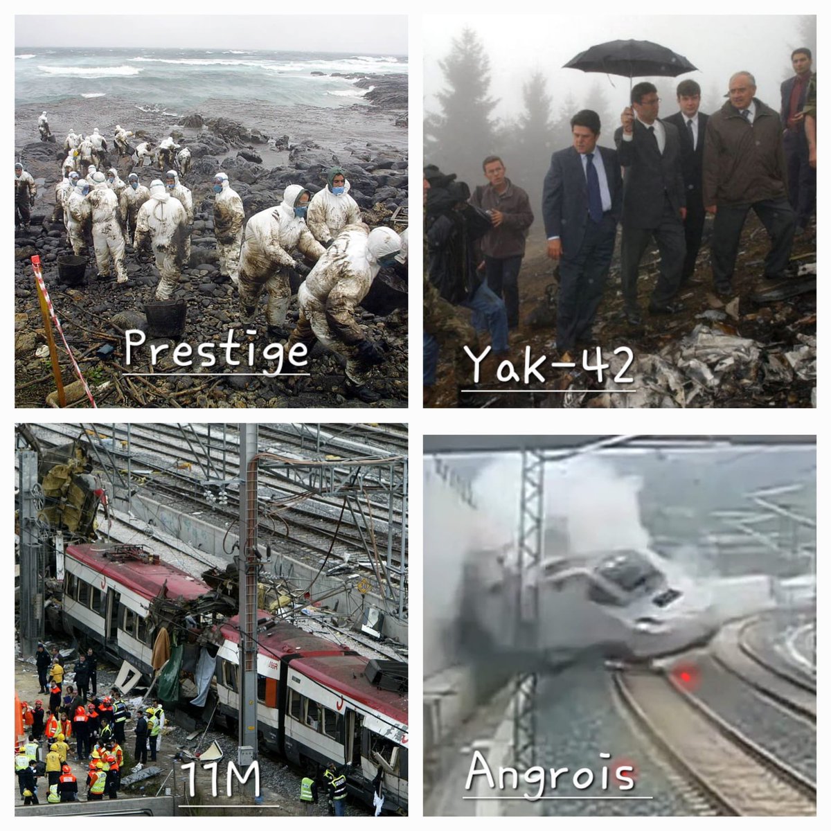 J_Zaragoza_'s tweet image. Con el PP:
No se caían los aviones (Yak-42)
No había accidentes de trenes (Angrois, Metro Valencia)
No se hundían barcos llenos de fuel (Prestige)
No morían los mayores abandonados en residencias
No se incendiaba España 
No se ahogaban en las DANA
Y se informaba en tiempo real