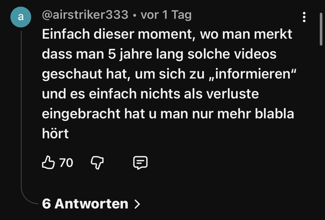 Es hat so seine Gründe warum sich Leute nie beim <a href="/KryptoWolfGER/">Wolf</a> für Profite bedanken, YouTube Kommentar unter seinem letzten Video🤥