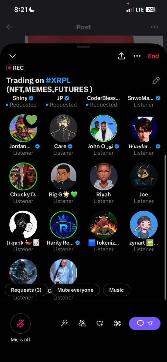 Big shoutout to everyone who joined my last Space “Trading on XRPL: NFTs, Futures &amp; Memes” 🚀

We had up to 50 live listeners, with even more tuning in before and after,

 the energy was real and the engagement was strong throughout.
The speakers absolutely delivered, breaking