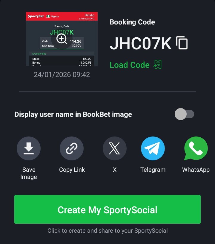Let's win more on Sporty 

100 Odds 

10 Odds 

⚽⚽⚽⚽

Telegram 👇👇
t.me/+2e-mCnXNoTA0M…
t.me/+2e-mCnXNoTA0M…

Gamble responsibly 🏆