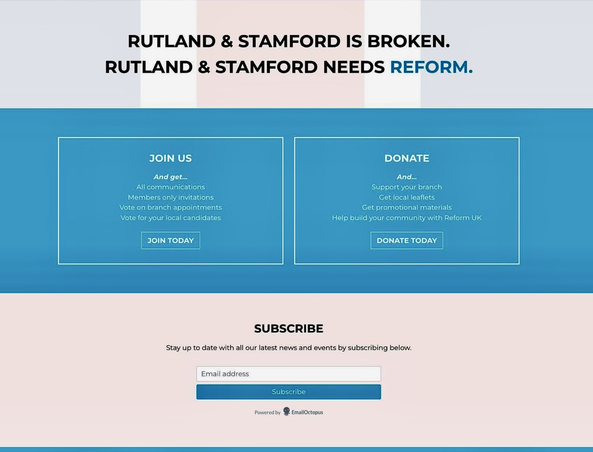ReformDaily_'s tweet image. 🌐 Reform Rutland &amp;amp; Stamford are delighted to launch their new website

Find out about the party, upcoming local &amp;amp; national events, connect with the branch &amp;amp; join the People’s Army🇬🇧

➡️ rsreform.uk

#ReformUK #Rutland #Stamford #PeoplesArmy @RUKRutland
