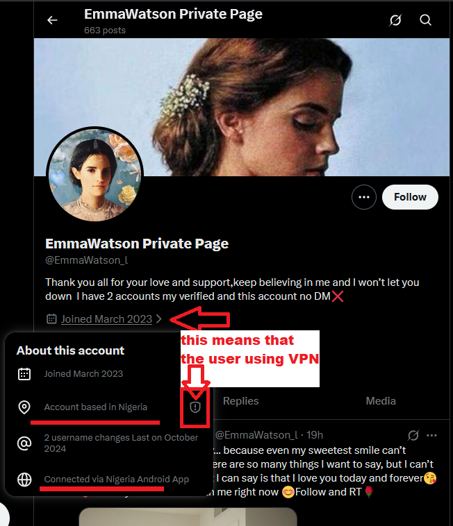 SharkyNCIS's tweet photo. Method 1: Hover Method (Desktop &amp; Mobile) 
Move your mouse over or click the text “Joined March 2023”
A small info box will appear showing account details 

Method 2: Menu Method (Mobile &amp; Desktop)
Click the three dots (⋯) next to the Follow button
Select “About this account” https://t.co/3goTawSzg5