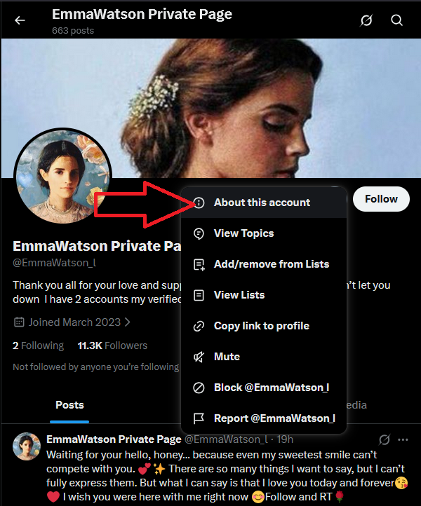 SharkyNCIS's tweet photo. Method 1: Hover Method (Desktop &amp; Mobile) 
Move your mouse over or click the text “Joined March 2023”
A small info box will appear showing account details 

Method 2: Menu Method (Mobile &amp; Desktop)
Click the three dots (⋯) next to the Follow button
Select “About this account” https://t.co/3goTawSzg5