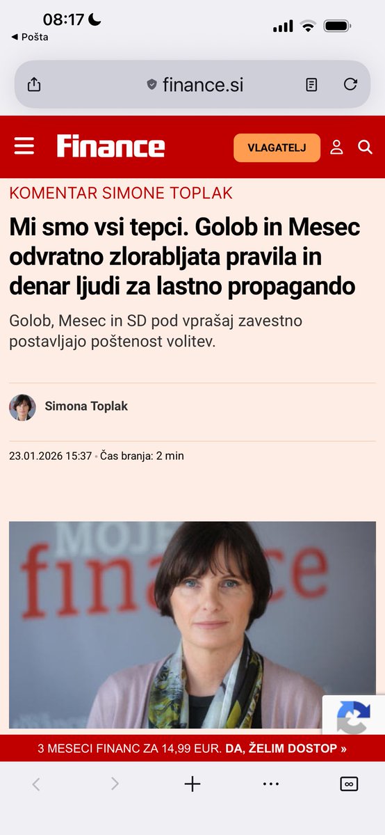 BojanPozar's tweet image. Esmeralde na Financah dokončno spregledale. Po tolk so navijale za Goloba pred volitvami.
