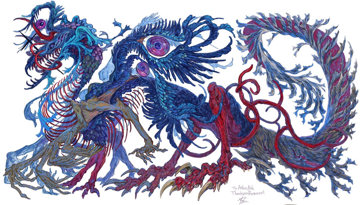 skeb納品させていただきました！ありがとうございました！幽霊といえば足がありませんが…死は必ず訪れるものなので、死からは逃れられないということで足をがっちりさせるデザインにしました🧿
skeb.jp/@aokarasu2626/… #Skeb #Commission