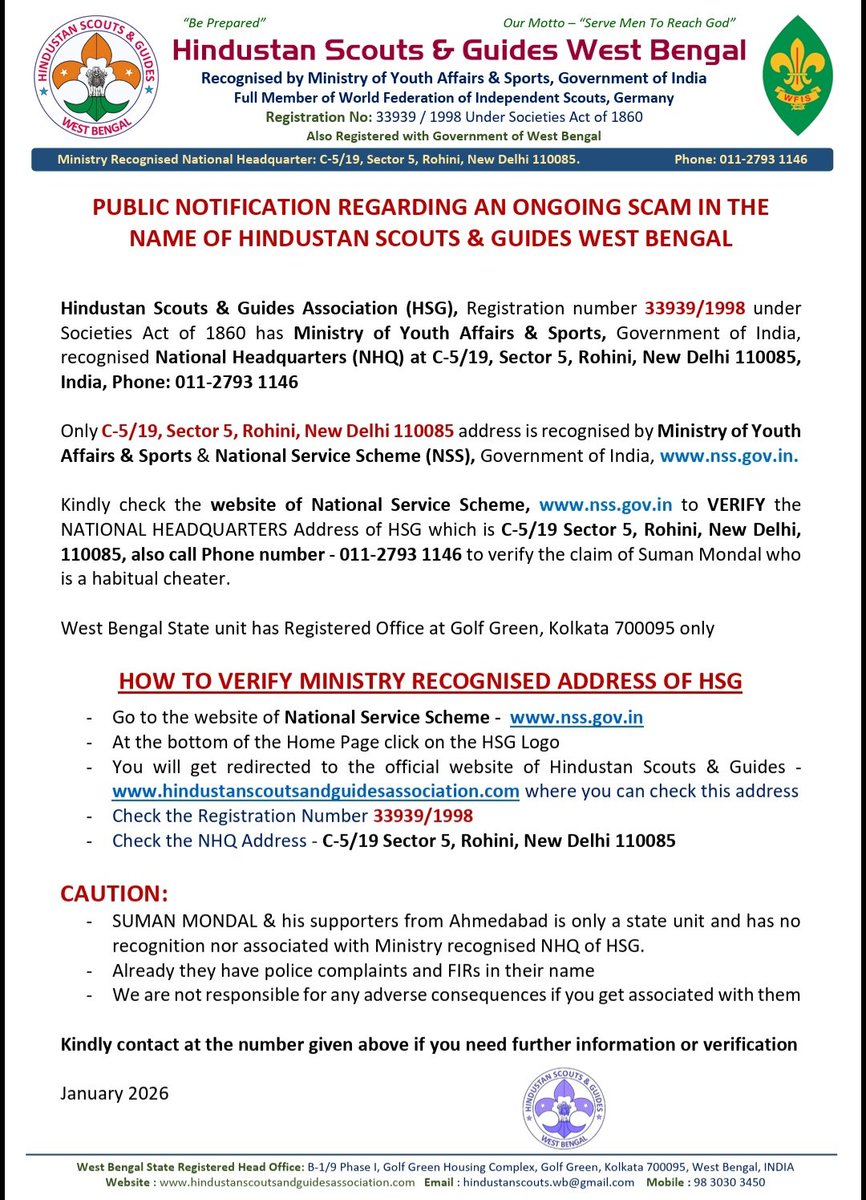 Hindustan Scouts and Guides West Bengal tweet media