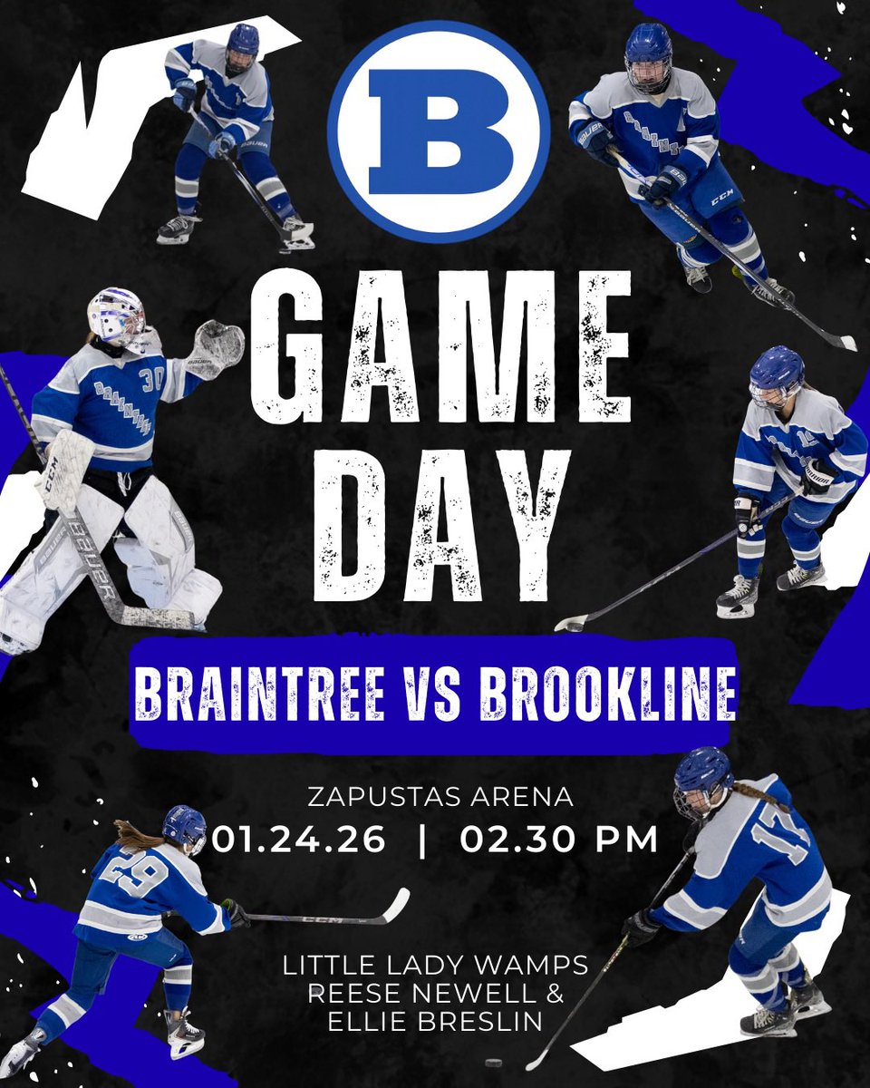 🚨 GAME DAY 🚨

Lady Wamps take on Brookline this afternoon at the Zap ⚡️ 
See you at 2:30.
Let’s Go!!!!!

<a href="/BraintreeWamps/">Braintree Athletics</a> <a href="/T_Mulherin/">Tom Mulherin</a> <a href="/sports_ledger/">Patriot Ledger sports</a>