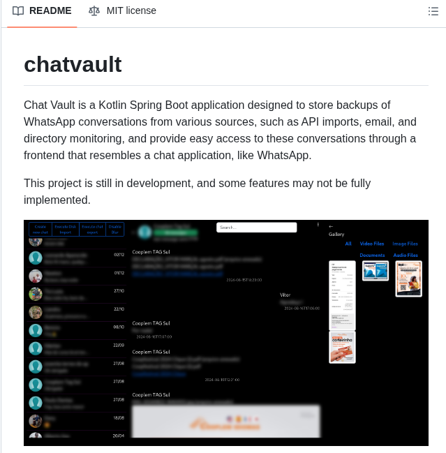 tom_doerr's tweet image. Backs up WhatsApp conversations from multiple sources into a searchable interface

github.com/vitormarcal/ch…