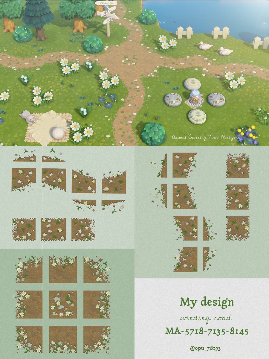 ⊱🌼 𝙼𝚢 𝚍𝚎𝚜𝚒𝚐𝚗 🌼⊰

· くねくね道/1本道 (縦と横)
· 白いお花のけもの道

上記のマイデザを投稿しました𓂃✍︎
それぞれでも使えますが、組み合わせで色んな形の道も作れます🌿
お使いになれそうであれば是非🙂‍↕️

 #ACNHDesign  #マイデザイン配布  #あつまれどうぶつの森