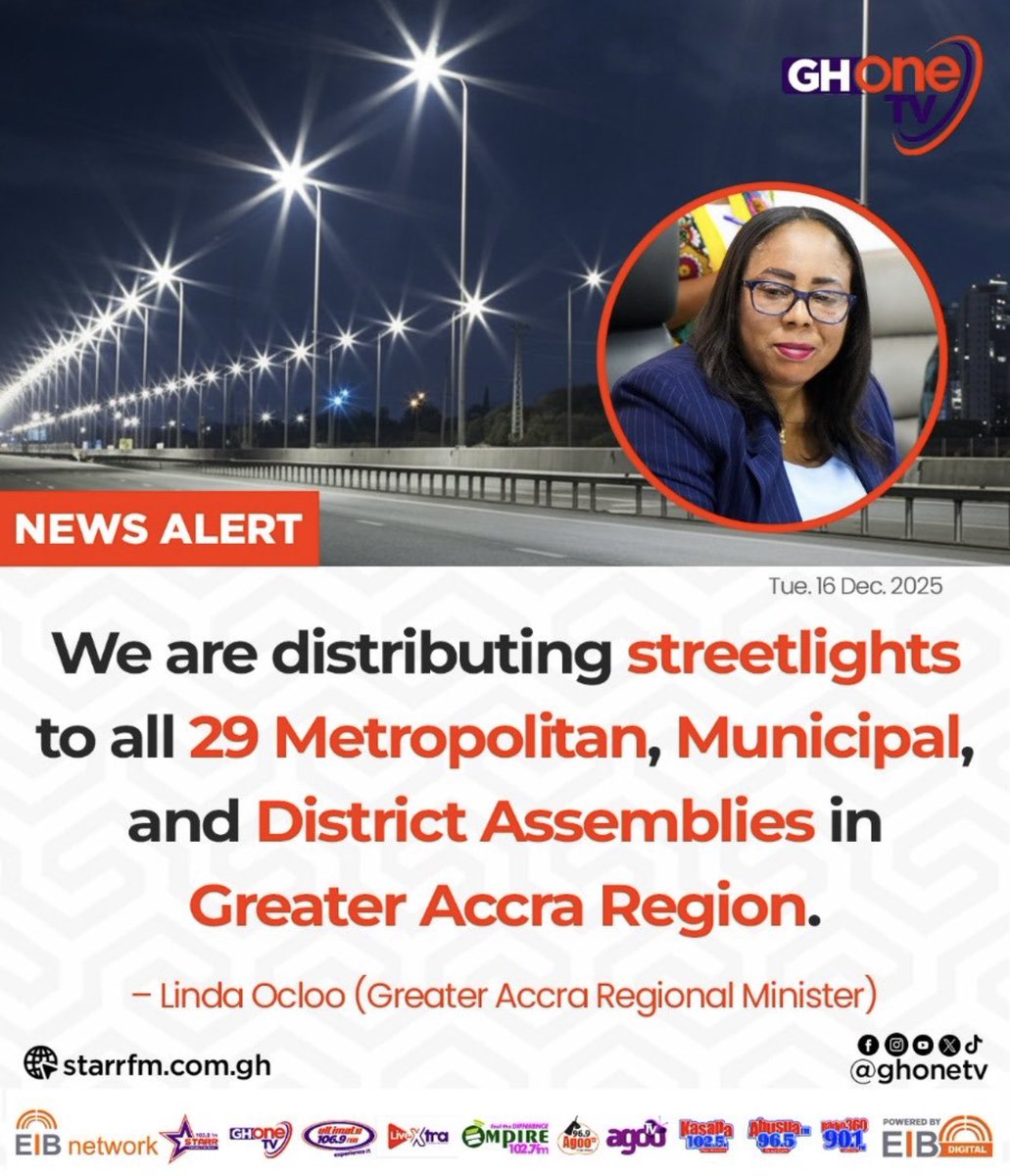 Honorable <a href="/HonLindaAkweley/">Hon. Linda Obenewaa Akweley Ocloo</a> please how far with the streetlights?