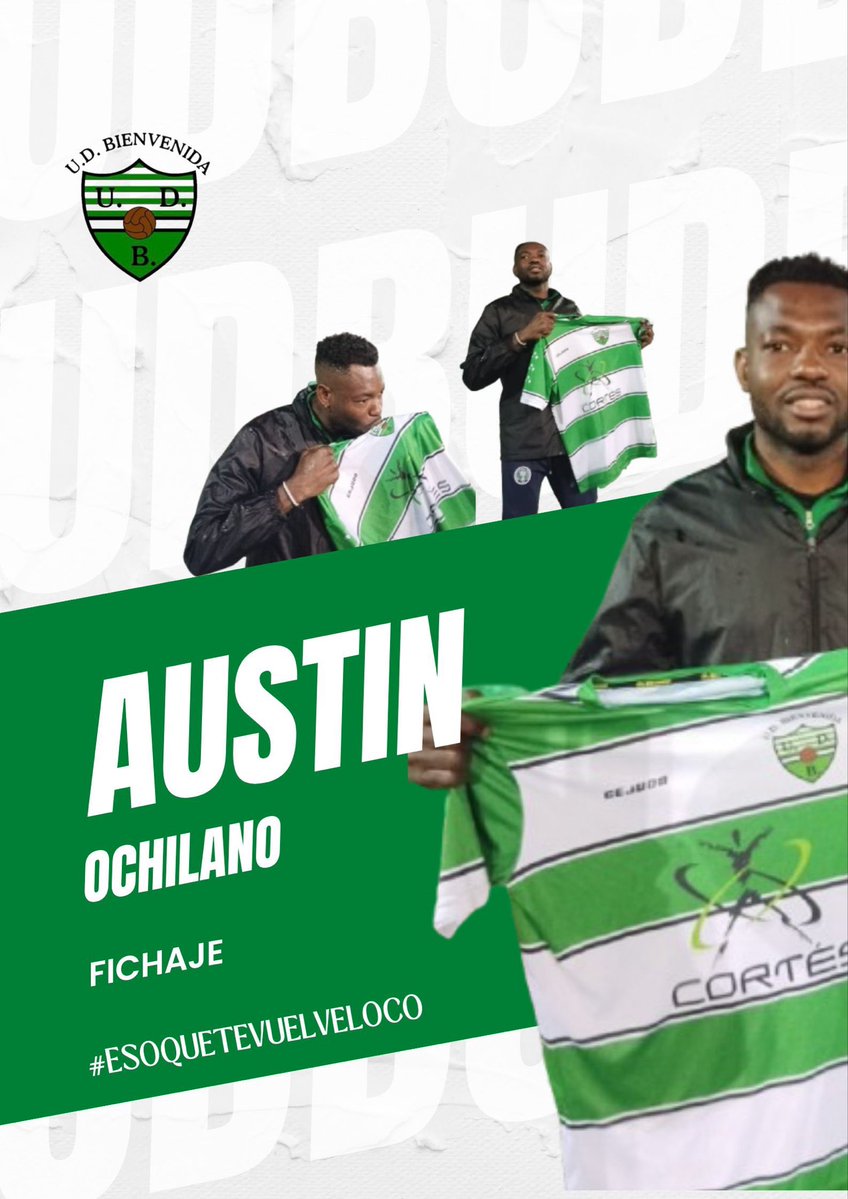 💥FICHAJE💥

Vive muy cerquita pero es un trotamundos del fútbol: #Malta, #Bulgaria y #España.
 
Tiene todas las cualidades de los mejores delanteros nigerianos: rapidez, potencia y golpeo. El 9️⃣ que necesitábamos.

Bienvenido a casa, #Austin. Disfruta de #EsoQueTeVuelveLoco💚🤍