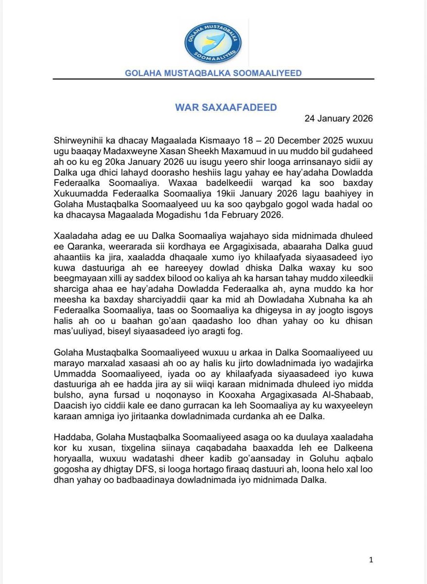 #BREAKING: Somalia’s main opposition alliance, the Somali Future Council, has agreed in principle to attend a federal government–led conference in Mogadishu to resolve country’s political and electoral impasse. The decision was announced Saturday following a meeting in Nairobi.