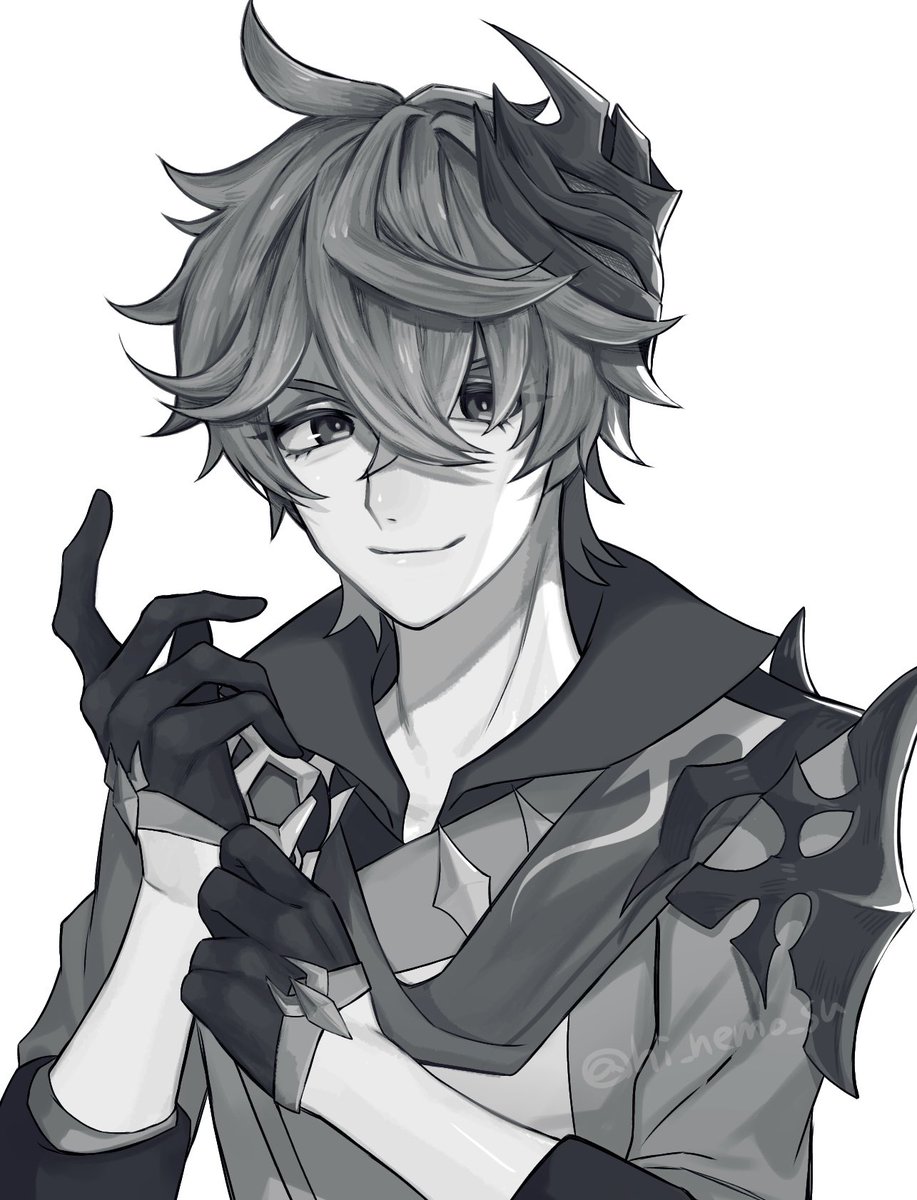 hi_nemo_su's tweet photo. リクのタルタリヤさん描きました〜〜
多忙ゆえ一旦白黒だけどちゃんとカラーでも塗りたい https://t.co/irzUMWMMyp