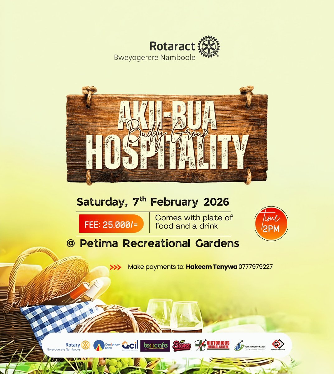 Destadia's tweet image. BUDDY GROUP HOSPITALITY🍹

Join us for the Akii-Bua Buddy Group Hospitality as we strengthen friendships, share laughs &amp;amp; enjoy a beautiful afternoon outdoors on 7th February 2026 at Petima Recreational Gardens Seeta at only 25,000 Ugx.

#ClubDestadia 
#DestadiaPR