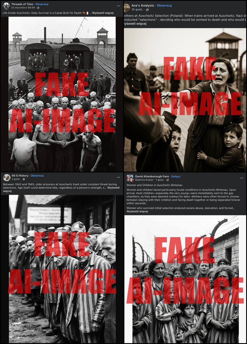 Creating fake, AI-generated images of Auschwitz and other camps is a dangerous act of distortion. Social platforms - especially Facebook - are directly responsible for enabling and amplifying their spread. This matters because such content does not merely falsify history; it