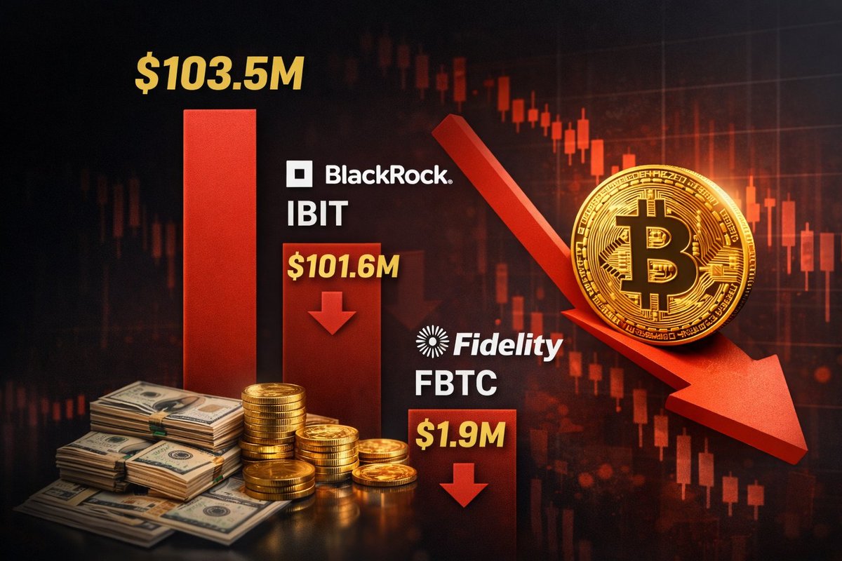 🚨JUST IN: US Spot #Bitcoin ETFs Extend Outflow Streak with $103.5M  Withdrawn, BlackRock $IBIT $101.6M, Fidelity FBTC $1.9M @BlackRock @Fidelity  @Bitcoin