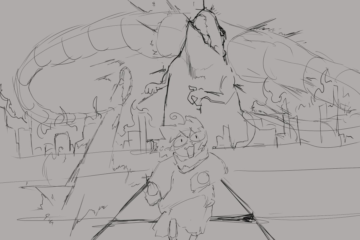 kyarauei's tweet photo. yea shes running for her life we have to get the army #NecoArc #art #Godzilla #challenge https://t.co/7t0xIsKgLQ