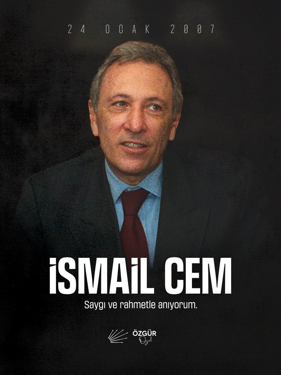 Sosyal demokrasinin saygın isimlerinden, merhum Dışişleri Bakanımız İsmail Cem'i aramızdan ayrılışının 19. yılında saygı ve rahmetle anıyorum.