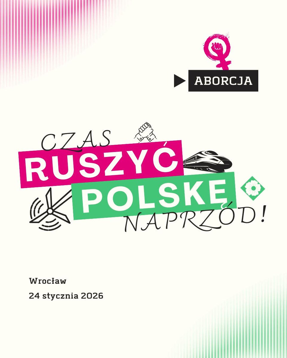 📢 To już dziś! 💚🩷

🕓 16:00—18:00
📍 Klub Proza, #Wrocław

💪 Pierwsze spotkanie z cyklu #CzasRuszyćPolskęNaprzód. W szerokim, progresywnym gronie porozmawiamy o prawie aborcyjnym, o perspektywach wyborczych na 2027 rok i o tym, jak pokonać prezydenckie weto.

➡️