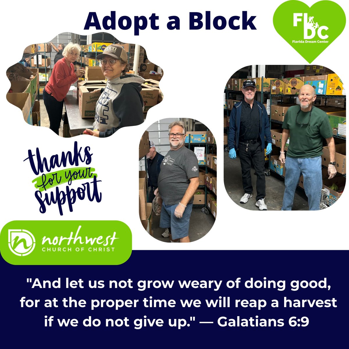 🌅 Thank You, Northwest Church! 🙏

Before the sun rose and the coffee finished brewing, Northwest Church was already at the Florida Dream Center, ready to serve at our Adopt-A-Block food packing.
Thank you, Northwest Church, for showing up and shining light in our city! ❤️
