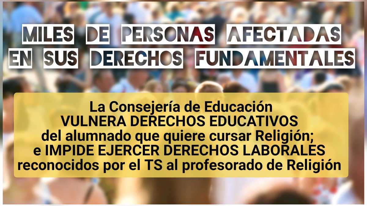 #DíaInternacionaleducación:
🟥 <a href="/educajccm/">Educación C-LM</a> impone su #sectarismo contra la libertad religiosa <a href="/olreligiosa/">Observatorio Libertad Religiosa</a>
👉🏻 #ReligiónESO ✂️ horario 
👉🏻 No oferta #ReligiónFP (incumple Acuerdo 🇪🇸🇻🇦) 
👉🏻 Sin Dpto. didáctico e impide funciones docentes (incumple TS⚖️)
👉🏻 Sin acuerdo itinerancias