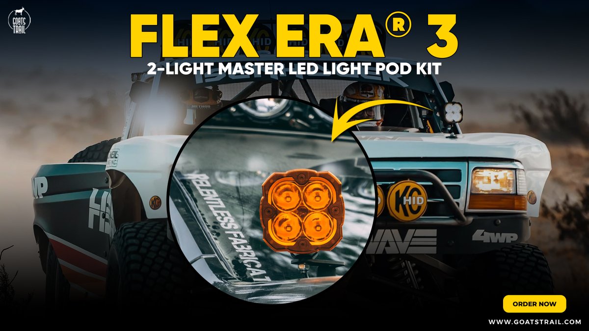 GoatsTrail's tweet image. 💡 Off-roading after dark? No problem. The KC FLEX ERA® 4 Master LED Pod Kit packs a blinding 7,912 lumens, amber backlight, combo + spot lenses &amp;amp; race-ready strength.

👉 goatstrail.com/collections/kc…

#FLEXERA4 #KCHiLiTES #OffRoadLighting #LEDLightPods #OverlandRig #TrailBuilt
