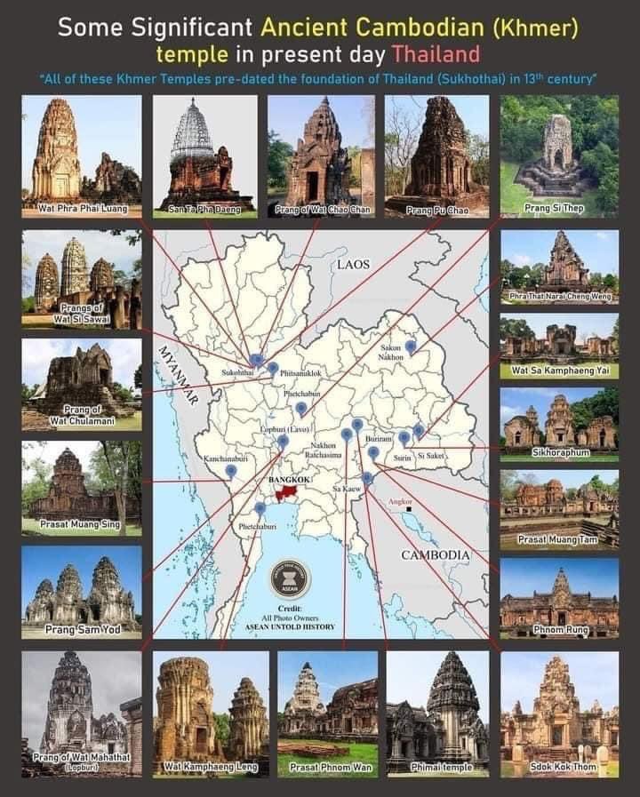 These temples were built by the Khmer Empire centuries before Thailand existed as a state.
They are located in modern Thailand because borders shifted, not because their origin changed.
Denying their Khmer origin is denying archaeology, inscriptions, and history.