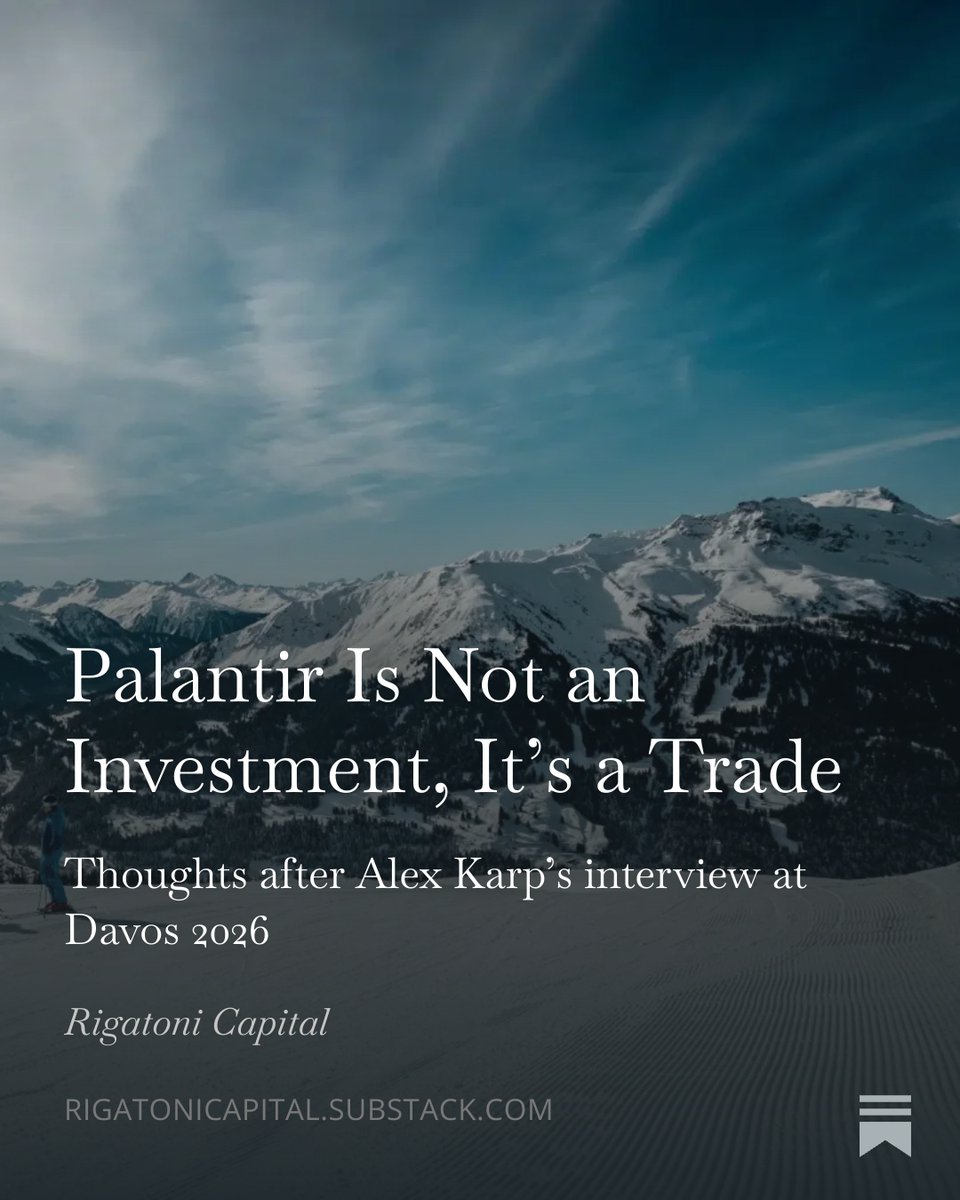 Djhottowns's tweet photo. Palantir Is Not an Investment, It’s a Trade 
Thoughts after Alex Karp's interview at Davos 2026
$PLTR $QQQ $SPX 
(Link in comments)