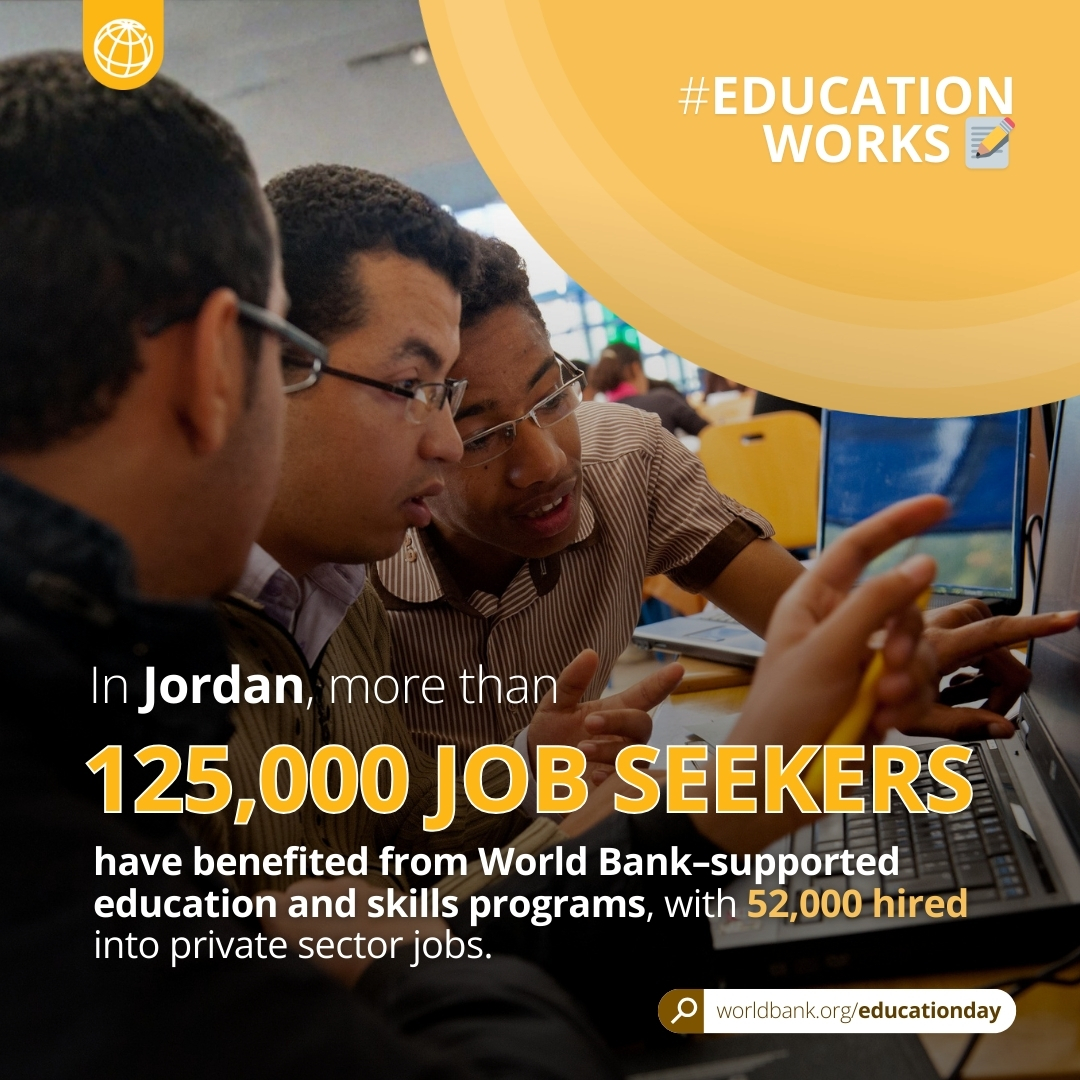 Education opens doors to opportunity, growth &amp; jobs.

On #EducationDay, proud to partner with countries to transform education systems and equip people with the skills they need to thrive in a changing world. 

Learn more: wrld.bg/YlUq50Y1pm6 #EducationWorks