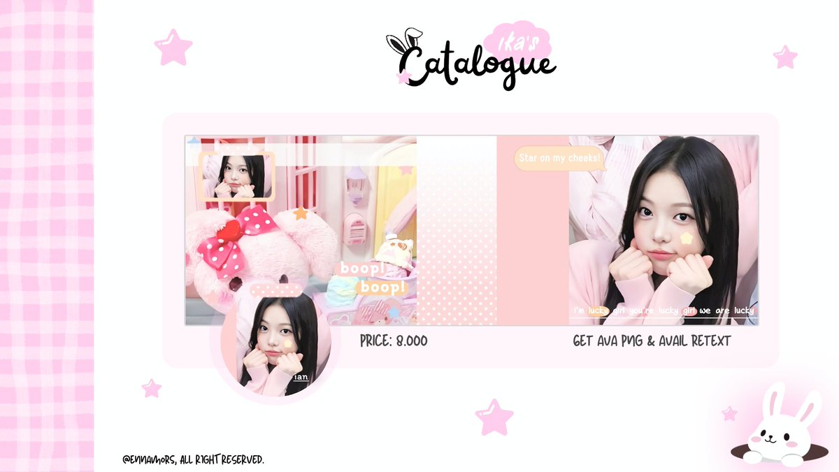 ennamors's tweet image. help repost? arigatouu ✊🏻🌟

haii, aku punya 6 layout ready edisi &amp;lt; milku &amp;gt; dengan price 8k/each dan get ava png! marii jajan man-timun 🍮

t. wonyoung, ian, rei, wonhee, minji, moka #zonauang