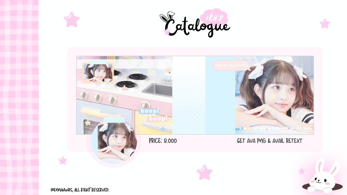 ennamors's tweet image. help repost? arigatouu ✊🏻🌟

haii, aku punya 6 layout ready edisi &amp;lt; milku &amp;gt; dengan price 8k/each dan get ava png! marii jajan man-timun 🍮

t. wonyoung, ian, rei, wonhee, minji, moka #zonauang