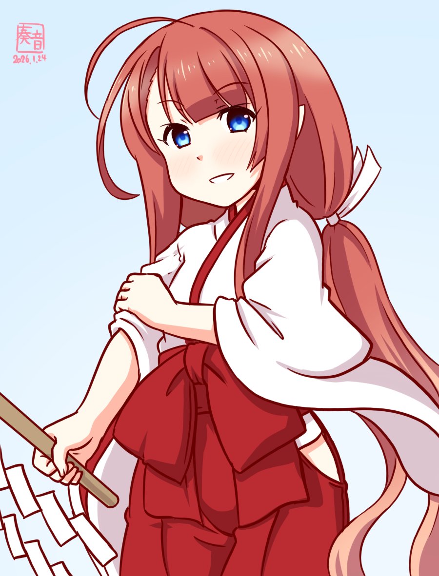 「提督!謹賀新年だよ!
 さぁ、お年玉ちょーだい♪ ほれほれぇ♪」

#艦これ版真剣お絵描き60分一本勝負_20260124
#江風 