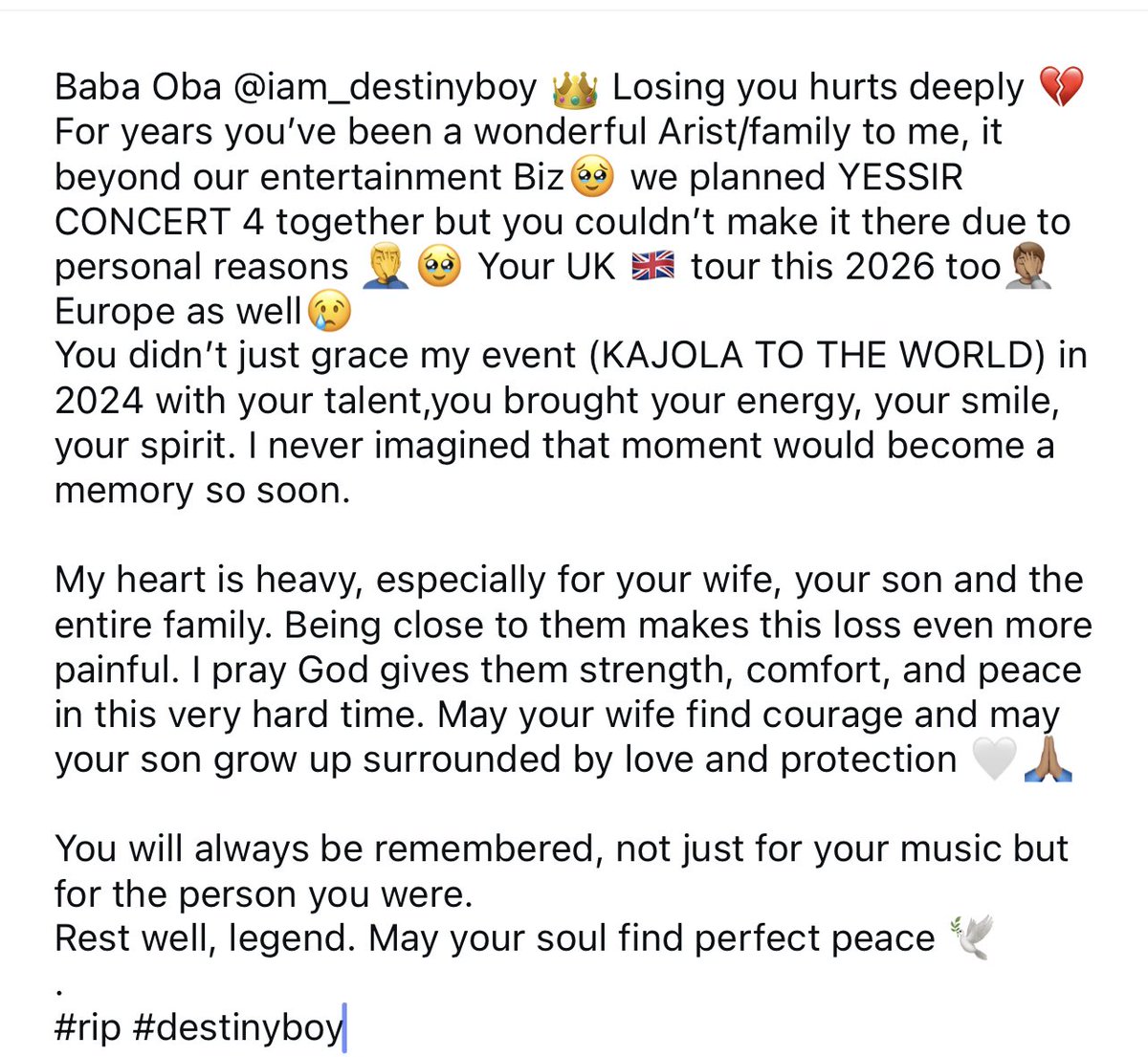 Iamykona's tweet photo. RIP #destinyboy https://t.co/HC4yqVI8g6