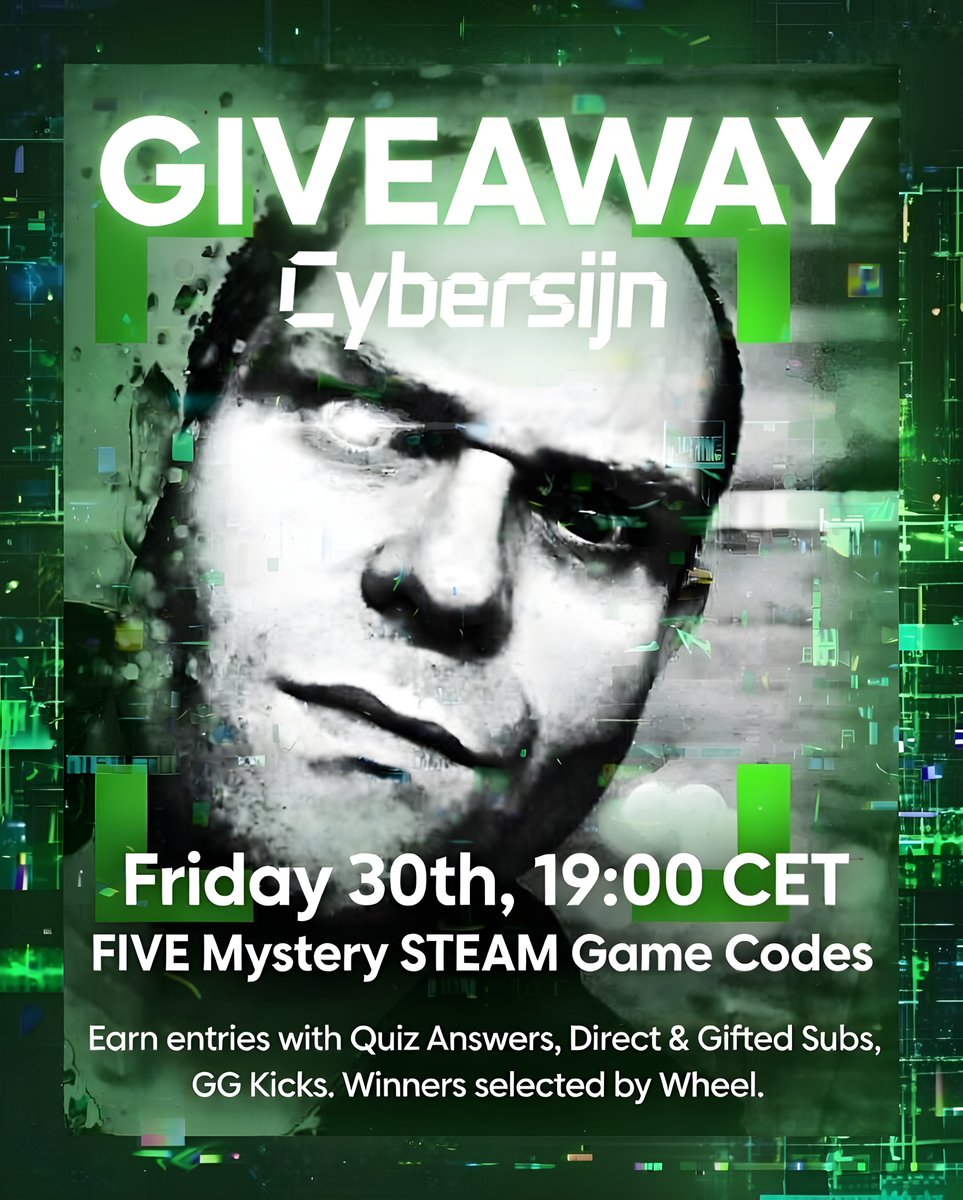 Cybersijn's tweet photo. HERE IT IS! #Giveaway #GiveawayAlert
FIVE Steam Game Codes to WIN!
Debut is NEXT WEEK - FRI 30th 7-11PM CET
@kickcommunity @kick
FOLLOW my channel as I climb to Verification and beyond! https://t.co/1ggkQF0KHP
#LiveEvent #GameCodes #SteamCodes #GameGiveaway #bestcyborg #fyp https://t.co/cMazxALhWS