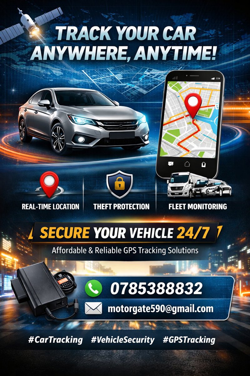 M_Motorgate's tweet image. Secure your car with real-time GPS tracking.
Know your vehicle’s location anytime, anywhere.
📞 0785388832 | 📧 motorgate590@gmail.com
#CarTracking #VehicleSecurity