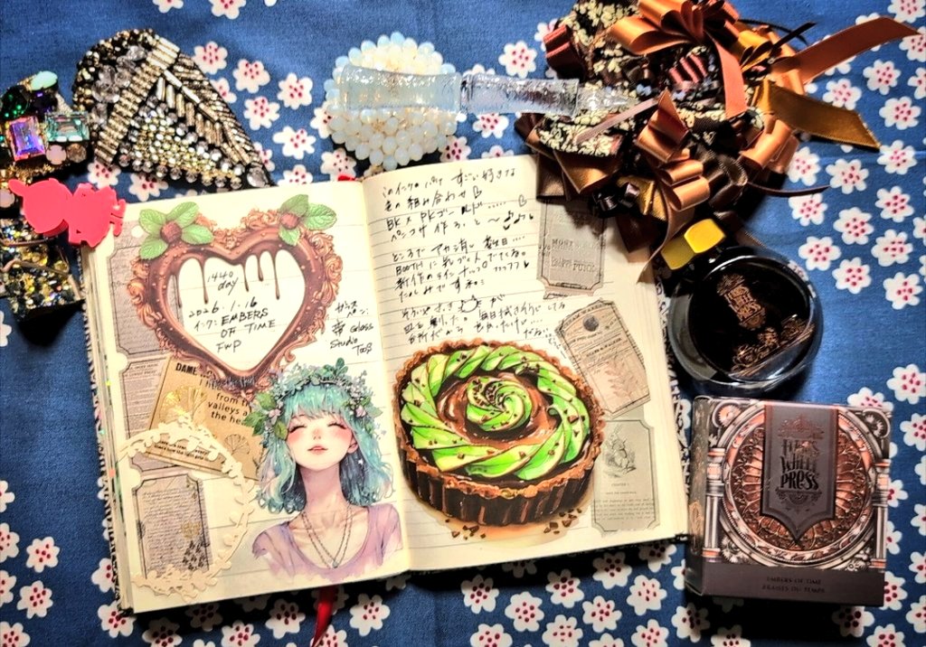 kiji__1's tweet image. #インク沼交換日記

❥インク EMBERS OF TIME #ferriswheelpress
❥ガラスペン 帝 #GlassStudioTooS

出しそびれ日記✨
チョコミントコラージュとフェリスのパッケージにあわせたペンコサです🩷