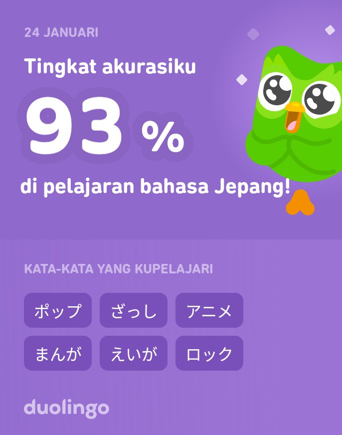Aku sedang belajar bahasa Jepang di Duolingo! Seru, efektif, dan gratis!