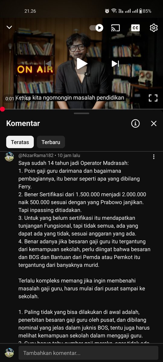 <a href="/zanatul_91/">Iman Zanatul Haeri</a> Sudah komen panjang lebar. Membantu menjelaskan apa yang terjadi terutama di Madrasah.