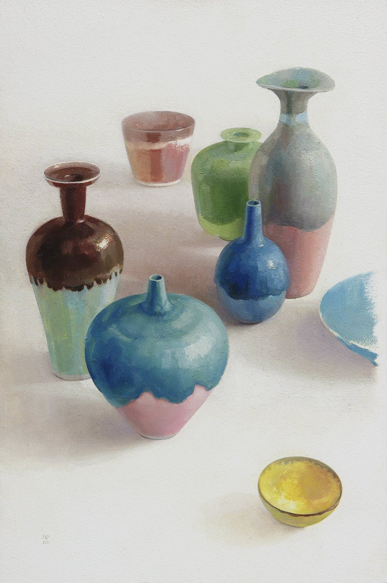 pages(器)
450×300mm/油彩、プライウッド

ザックリなドローイングとしての作品。
武蔵野美術大学時代、窯工研究会で一緒だった竹村良訓くんの作品がモチーフ。
我が家のコレクションで、様々な作品にちょこちょこ登場させています。