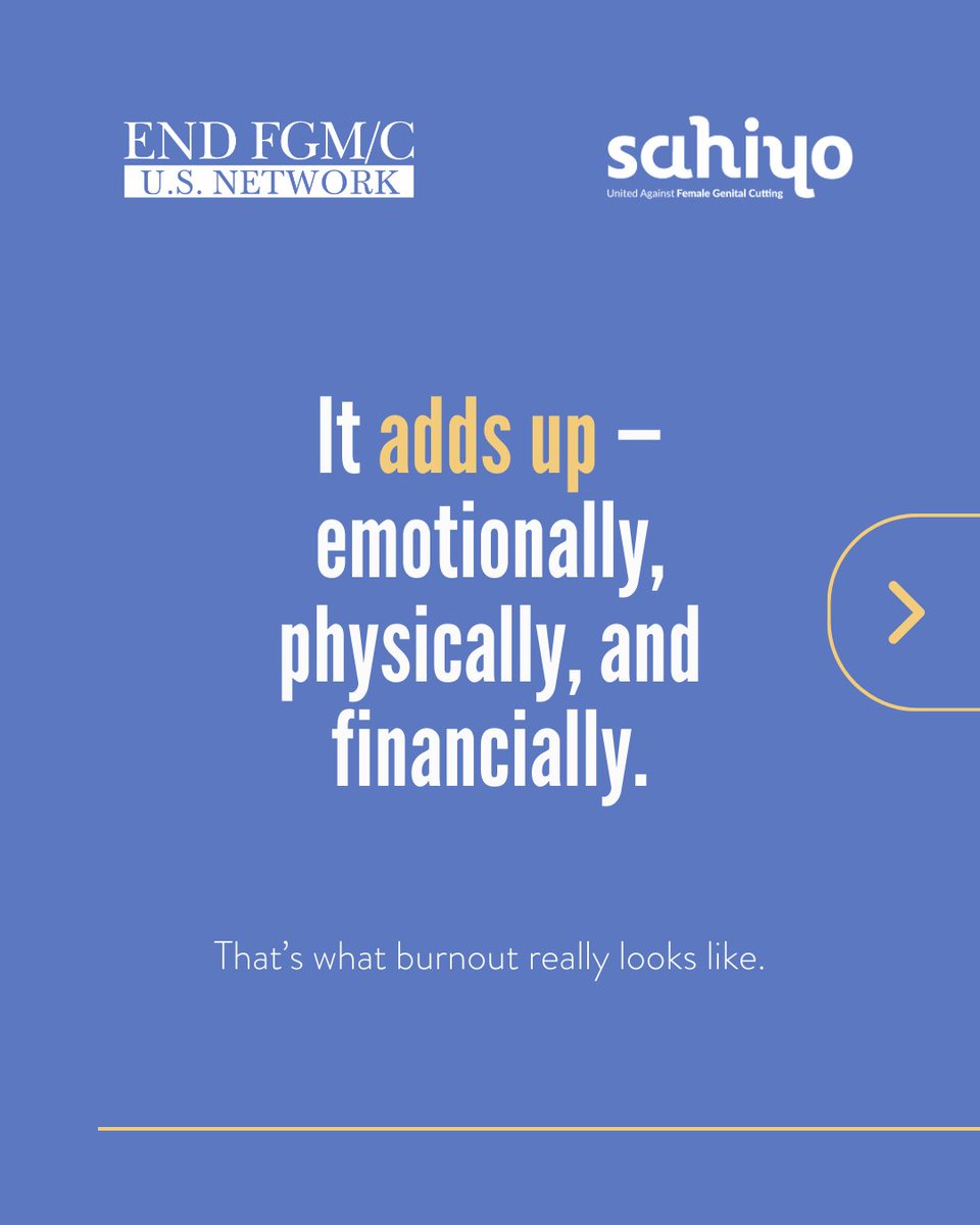 USEndFGMNetwork's tweet photo. Ending #FGM/C takes time. Survivors are doing the long-haul work — unpaid and unsupported — and they’re burning out. The Policy Advocate Care Fund helps them with financial, technical, and emotional support. @sahiyovoices
Donate: https://t.co/4hHnScX9Ra
#PolicyWithCare #EndFGC https://t.co/lJrJWBzspA
