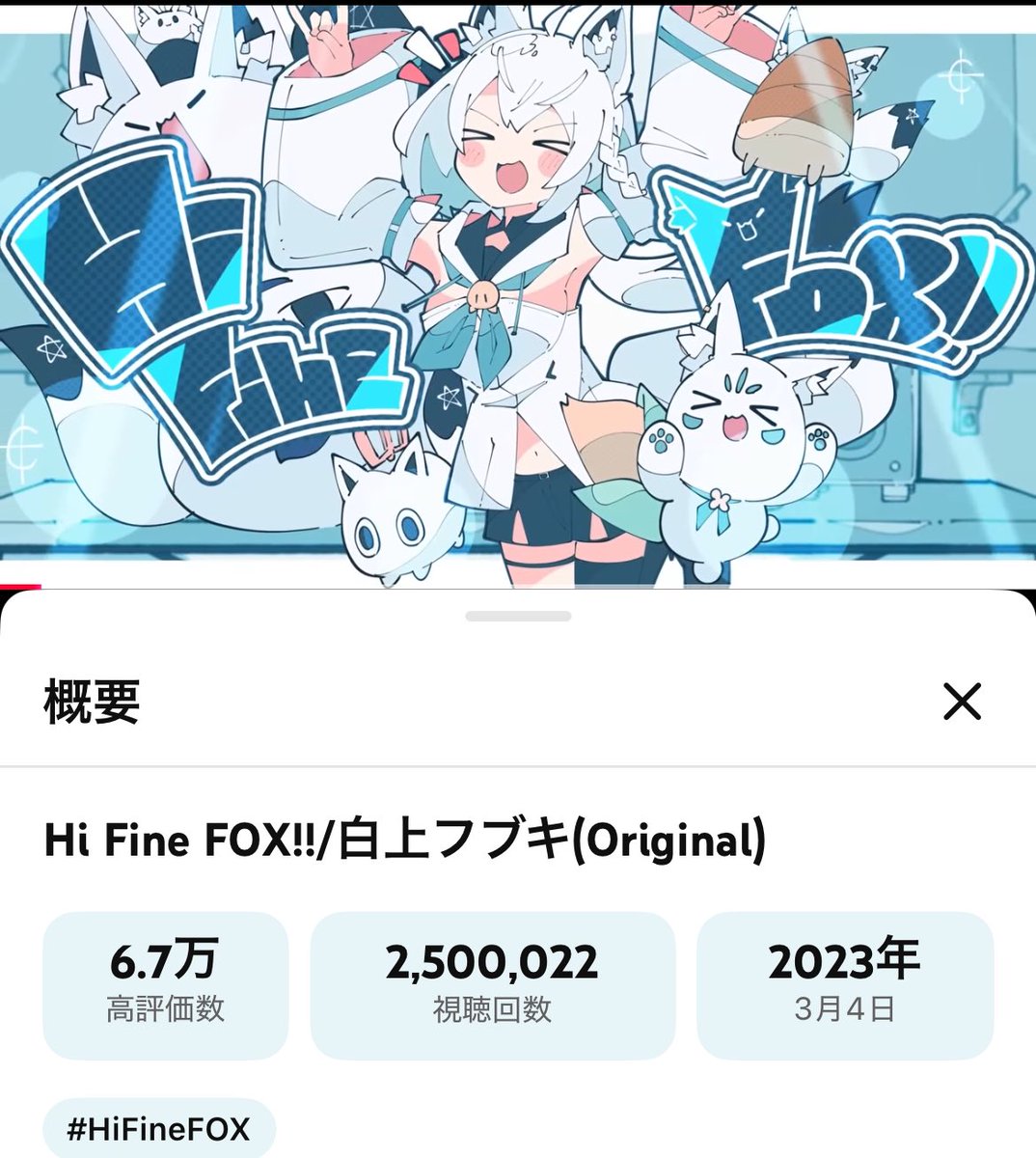 Hi Fine Fox!! 250万回再生 おめでとうございます‼️🎉 フブちゃんの