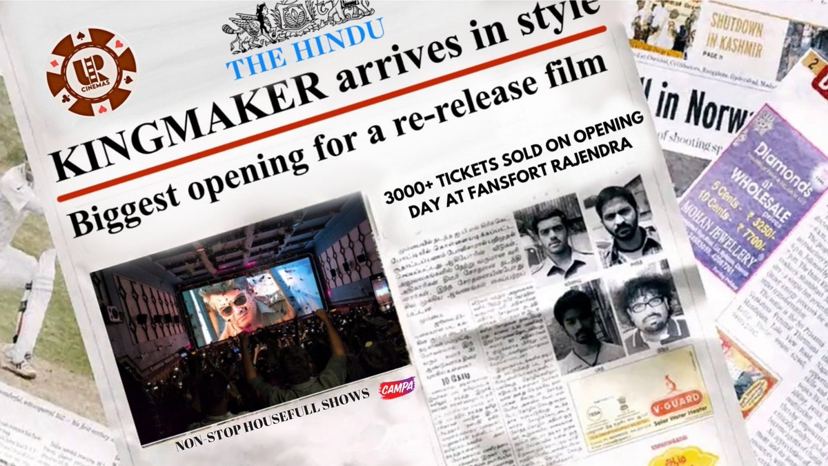 UmaaRajendra's tweet photo. Tomorrow headliness 🚨 Kingmaker arrives in style with a record opening day followed by a good 2nd day crossing 5k footfalls 💥 #Mankatha #MankathaReRelease https://t.co/NblPEDZPqQ