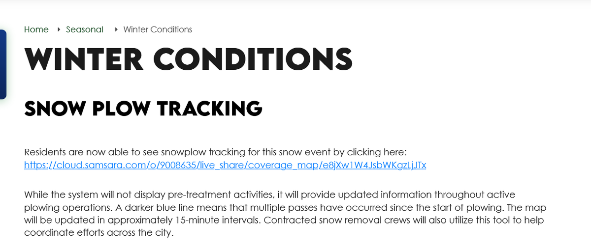 City crews were out prior to the snow pre-treating streets. As the snow slows, crews will be out to plow main roads and other areas of the city. You can track that activity at topeka.gov/seasonal/winte…

You can get additional information on the cities' snow removal policies at