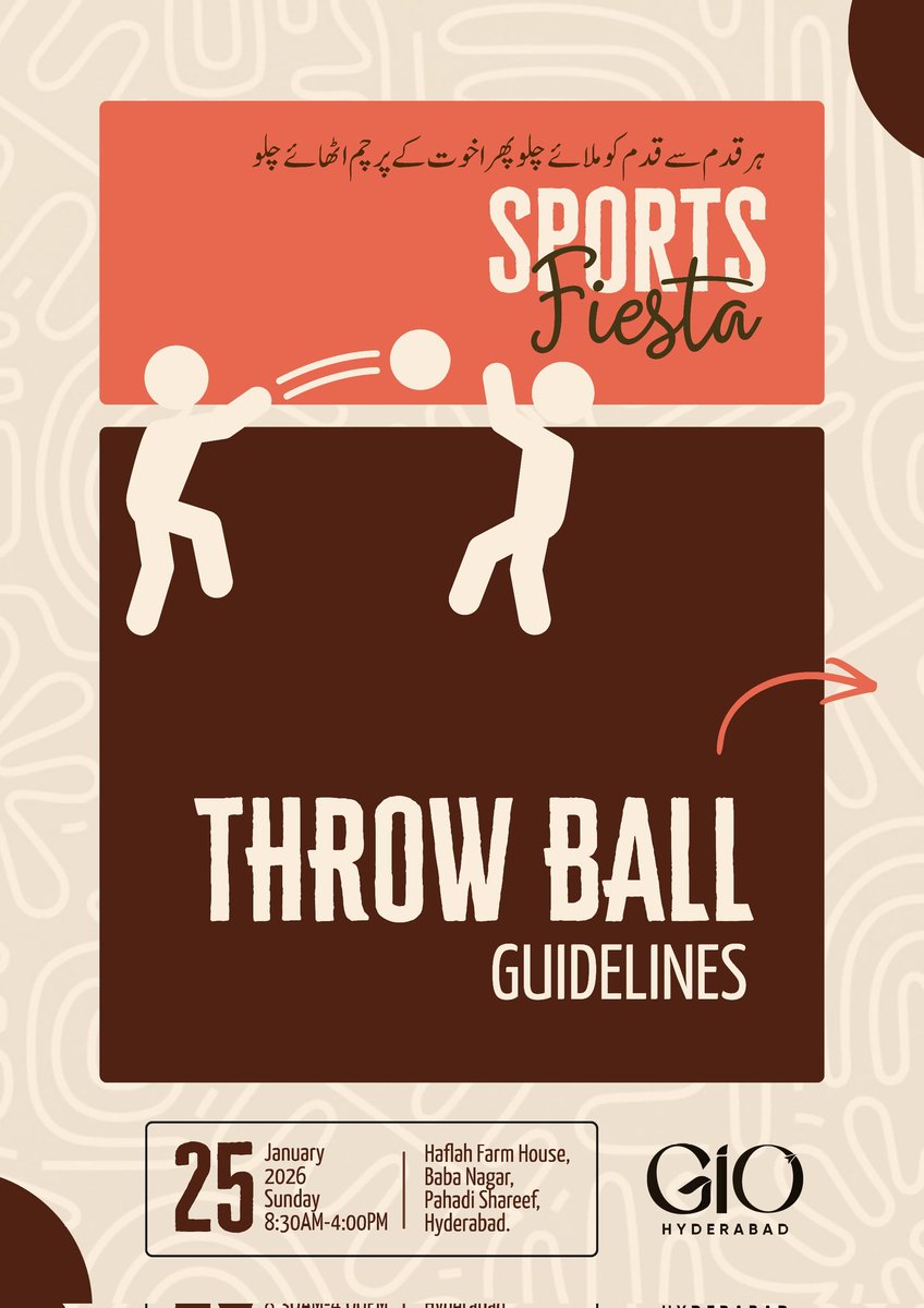GIOHyderabad's tweet photo. Before the Game Begins...
Throw Ball | Guidelines 🎯✨
To maintain discipline, fair play, and smooth conduct, all players are requested to carefully read and follow the guidelines.
Play fair, play focused 🤍
#SportsFiesta #ThrowBall https://t.co/Mp4cluUXrp